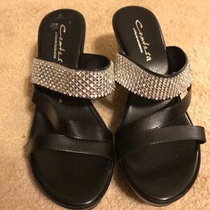 Size 8 classy sandals with rhinestones.